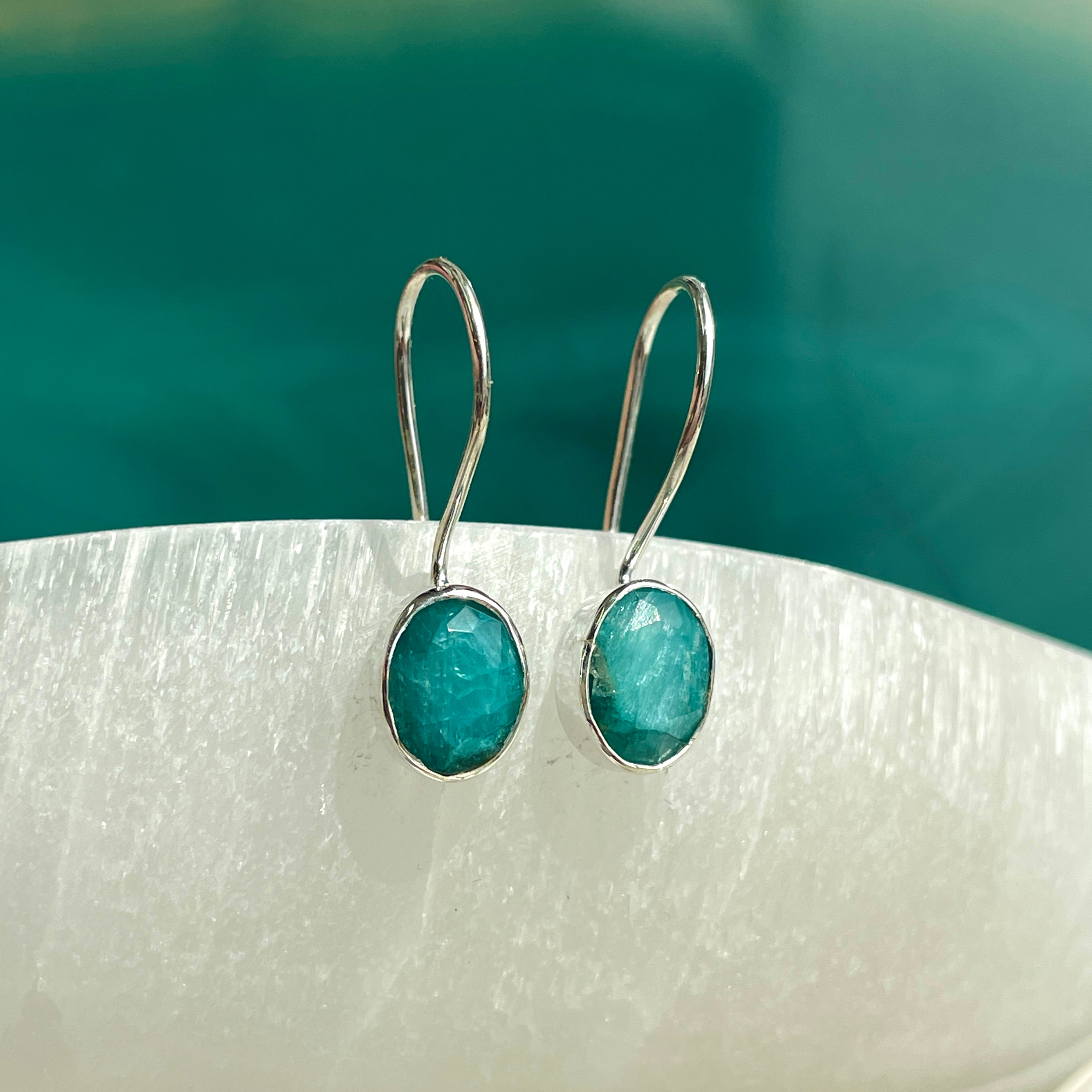 Sterling Silver Earrings - Emerald - Oval Sterling Silver Earrings - Emerald - Oval